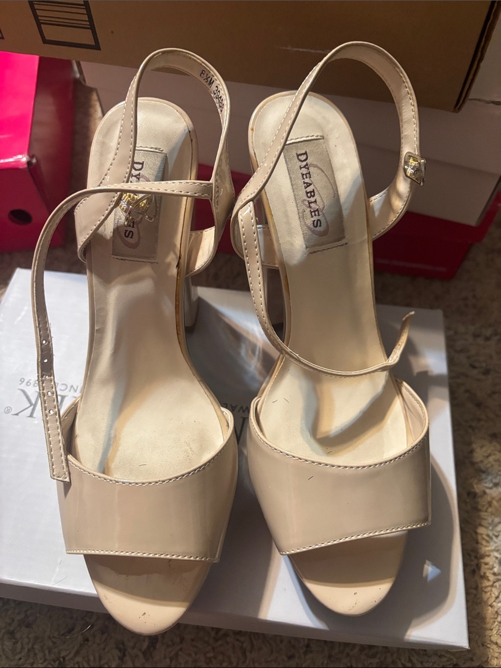 Able Women’s Nude Patent Slingback Block Heels